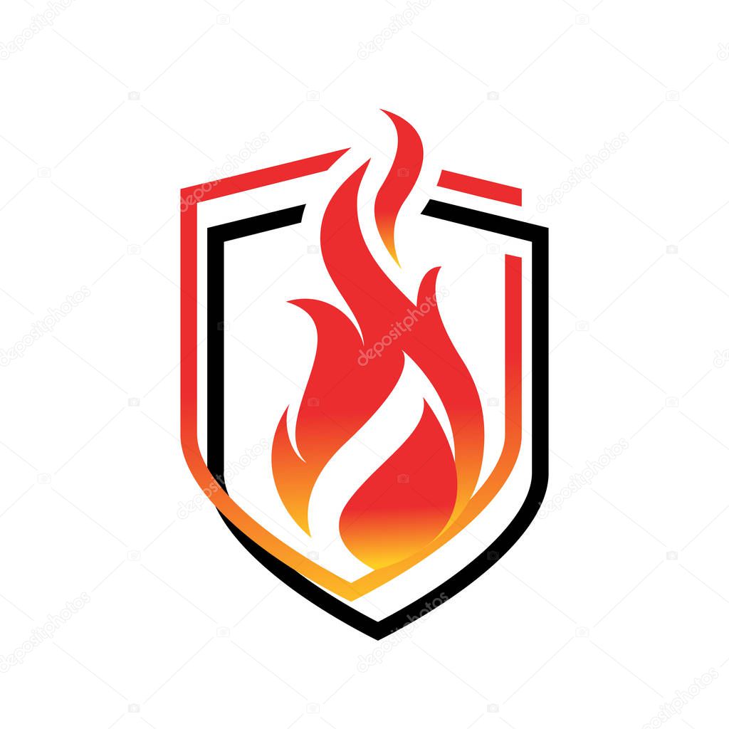 Security fire shield logo vector design illustration