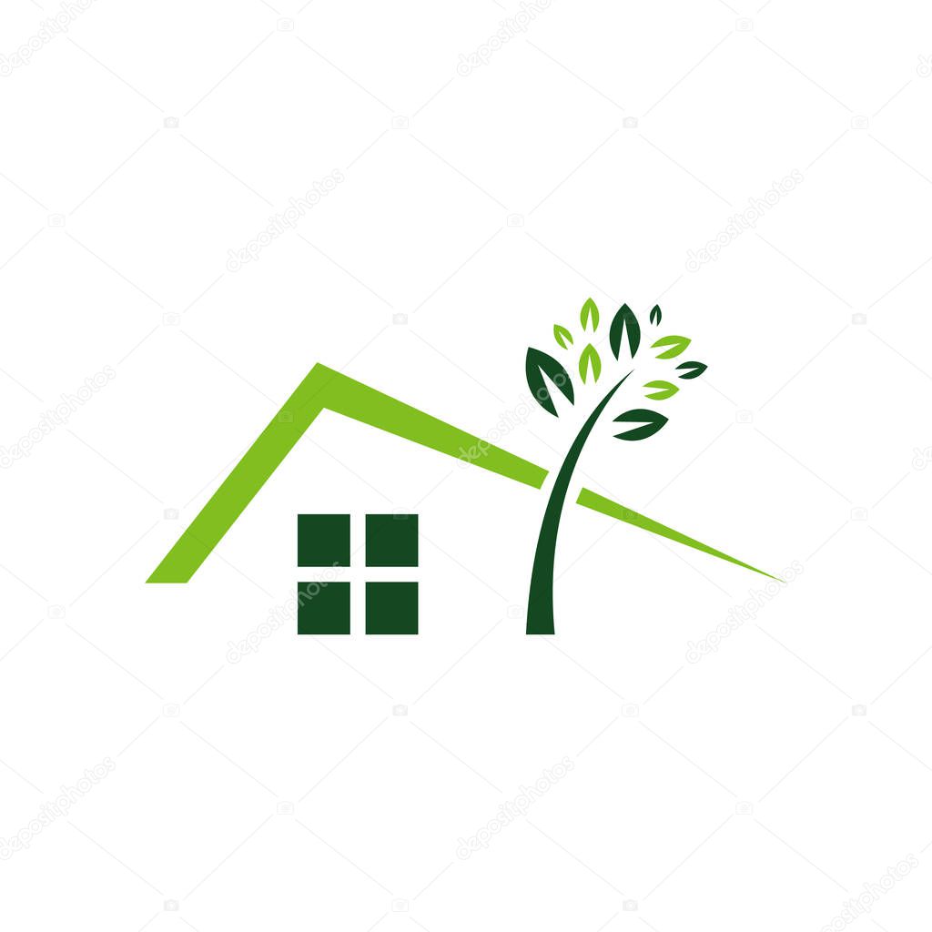 Plants green house logo design vector icon illustration
