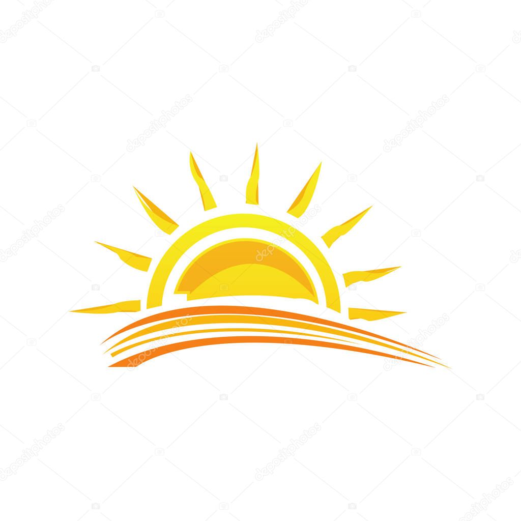 illustration a Sunshine sunset yellow sun logo design vector sym