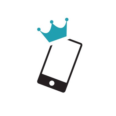 Akıllı telefon cep telefonu logo vektör ikonu tasarım şablonu kralı