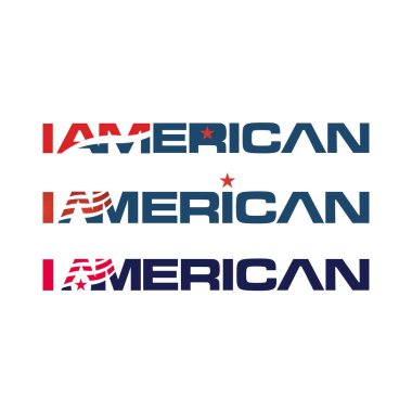 Amerika 'nın Amerikan rozet amblemi ve kırmızı-mavi etiketi.