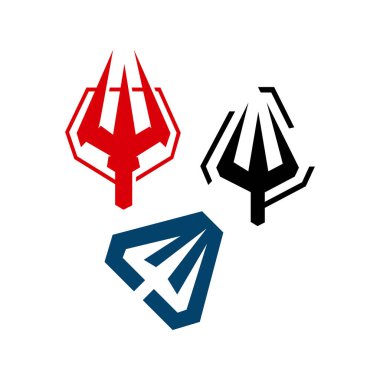 Basit işaretli üç dişli logo vektör marka şablonu çizimi çizimi