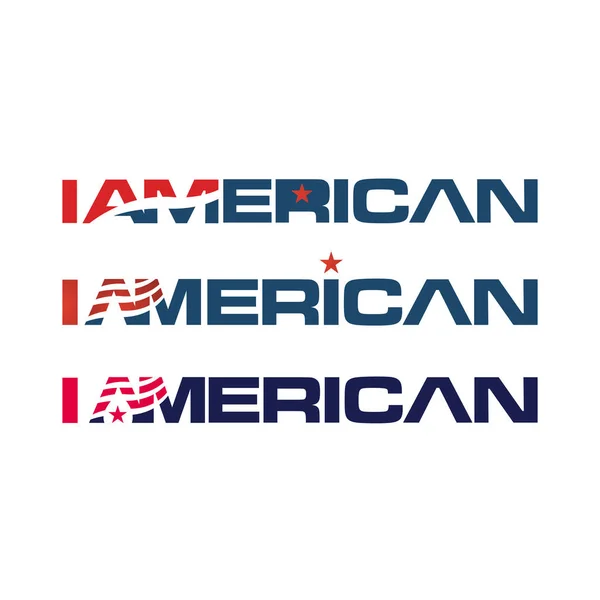 Lettrage i am american US badge emblème et étiquette Rouge et bleu p — Image vectorielle