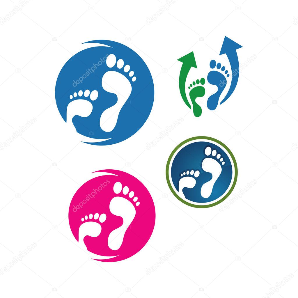 Podiatric care foot print logo design vector icon illustration template