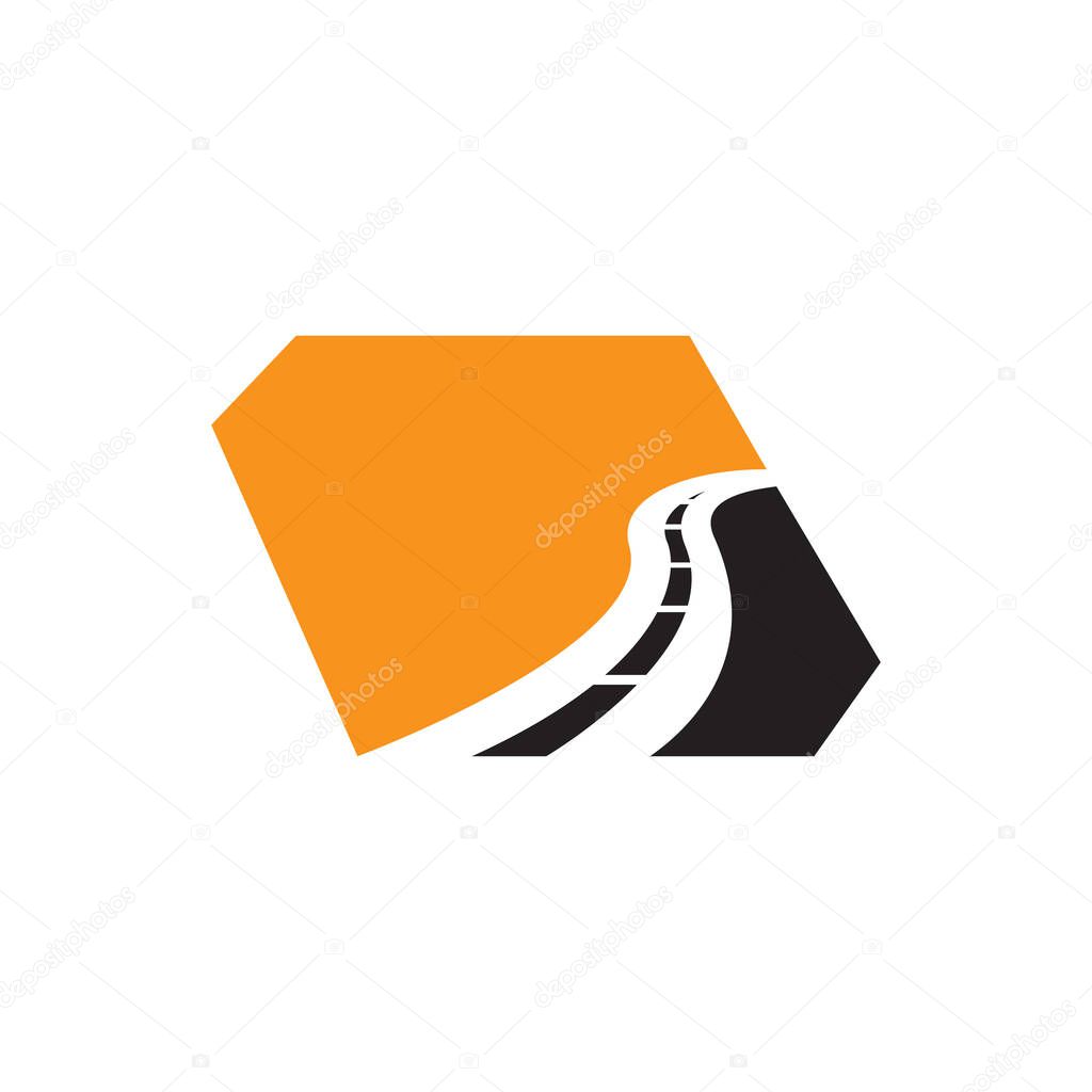 Creative road construction logo design sign concept design template