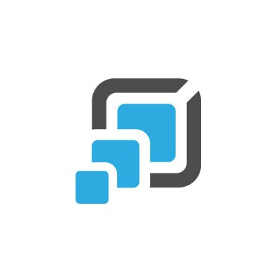 yeni geometrik şekil yığılmış kare şeklindeki logo tasarımı ögesi vec