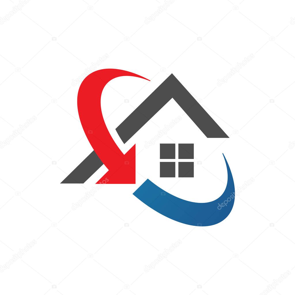 Home restoration logo design after disaster repair property maintenance house renovation icon