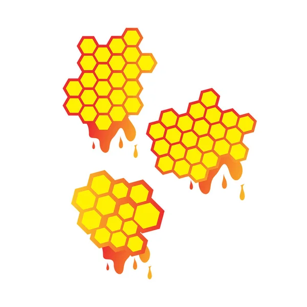 꿀벌 방울 과 호니 콤 로고 디자인 벡터 기호 SYMB — 스톡 벡터