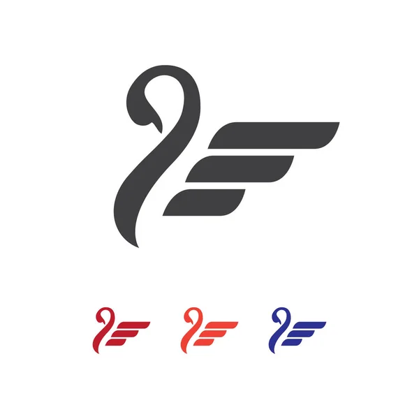 新しいスタイリッシュな広がり翼白鳥のロゴデザインベクトルロゴタイプのsig — ストックベクタ