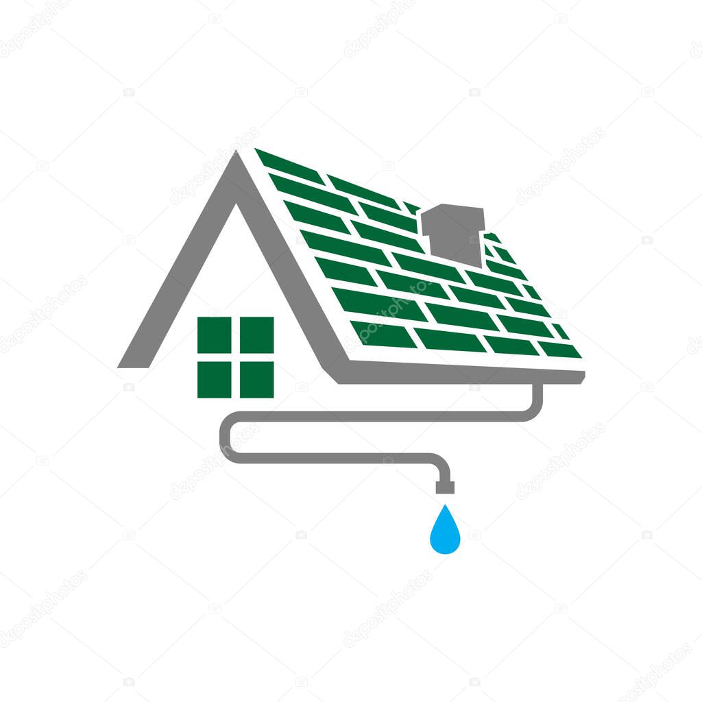 House roof gutter logo design vector badge emblem template illustrations