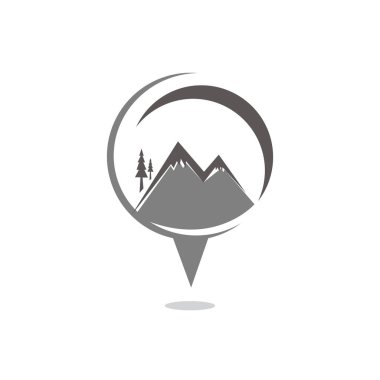 GPS dağ konsepti seyahat logosu tasarım macerası açık hava navigasyonu