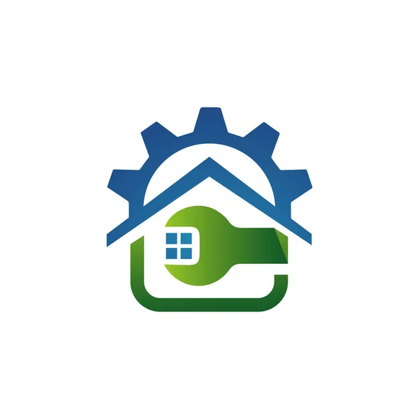 Casa reparación logotipo renovación mantenimiento herramientas y construcción de la casa — Vector de stock