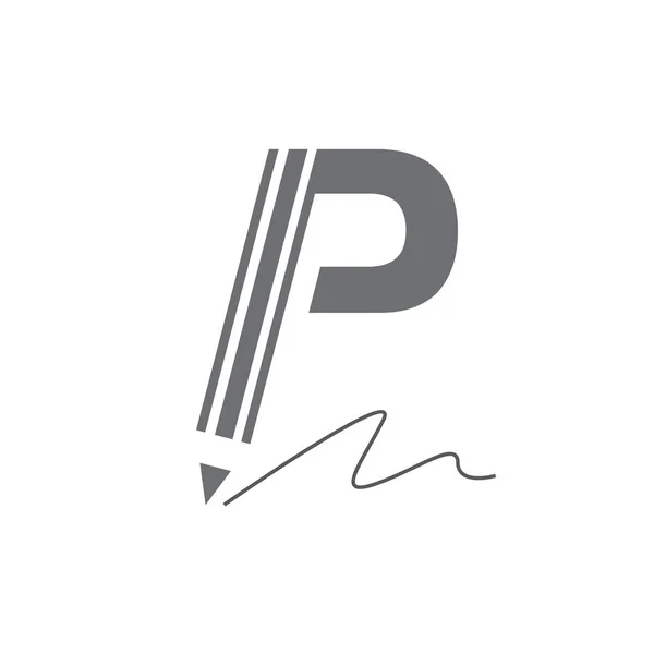 Letter P voor Pencil Logo Icon Vector Template Illustration Desig — Stockvector