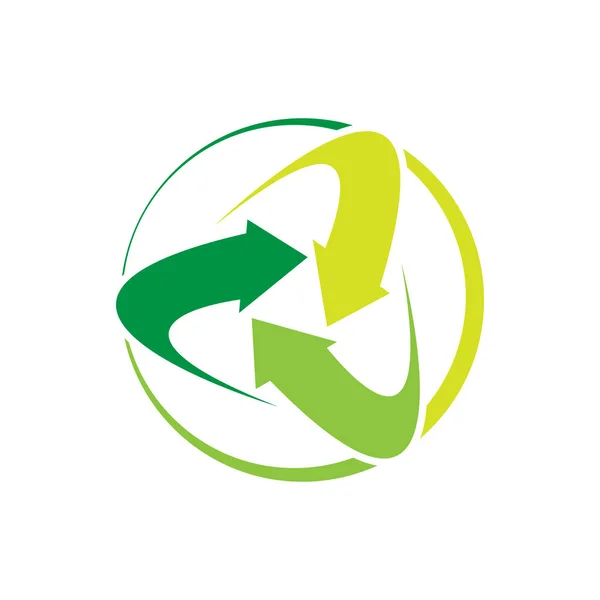 Ekologiska cirkel pilar återvinna logotyp. återvinningsskyltar kreativa — Stock vektor