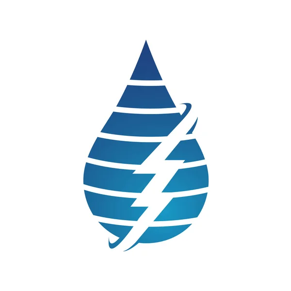 Agua y relámpago naturaleza verde energía logo vector icono de — Archivo Imágenes Vectoriales