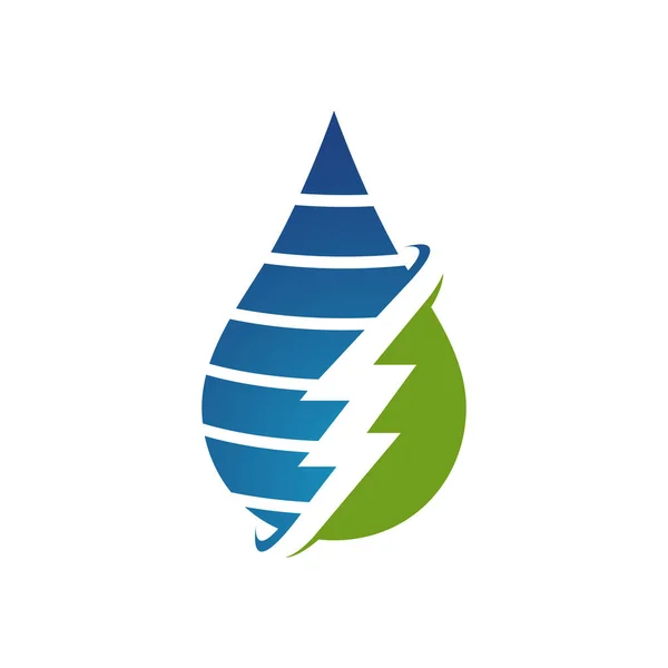 Agua y relámpago naturaleza verde energía logo vector icono de — Archivo Imágenes Vectoriales