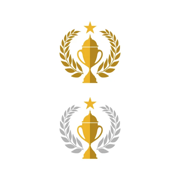 Trophy Cup wektor zwycięzca logo projekt ikona w stylu płaskim — Wektor stockowy