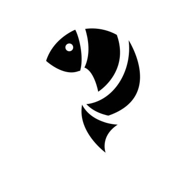 Beyaz arkaplanda izole edilmiş EPS10 tasarım tarzındaki balık simgesi