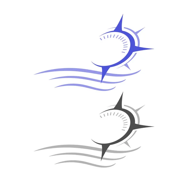 Forma Personalizada Creativo Elegante Star Compass Logo Con Vector Onda — Vector de stock