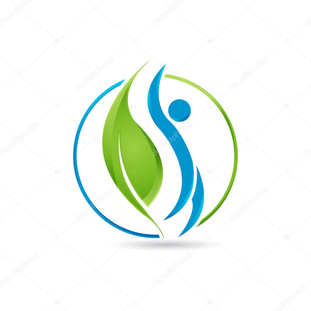 nature pharmacy herbal medicine logo graphic with an icon that consist of people and leaf