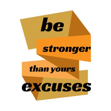 Yeni, yaratıcı, ilham verici alıntılar. Bahanelerinden daha güçlü ol. motivasyon mavi kare blok arkaplan üzerinde vektör tipografi sancak tasarım kavramı