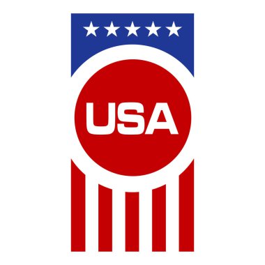 Vatansever sembolik Yıldızlar ve Çizgiler Kırmızı ve mavi ABD amblem rozeti. Amerikan rozetleri ABD bayraklı.