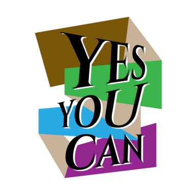 Yeni, yaratıcı, ilham verici alıntılar. Evet, yapabilirsin. Motivasyon vektör tipografi sancak tasarımı konsepti kare kare blok vektör arkaplan tipografi illüstrasyonunda