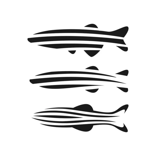 Negro Blanco Simple Moderno Pez Cebra Logotipo Diseño Vector Icono — Vector de stock