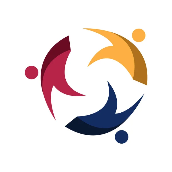 Kreis Abgerundet Verbunden Einheit Bunt Menschen Gemeinschaft Logo Design Vektor — Stockvektor