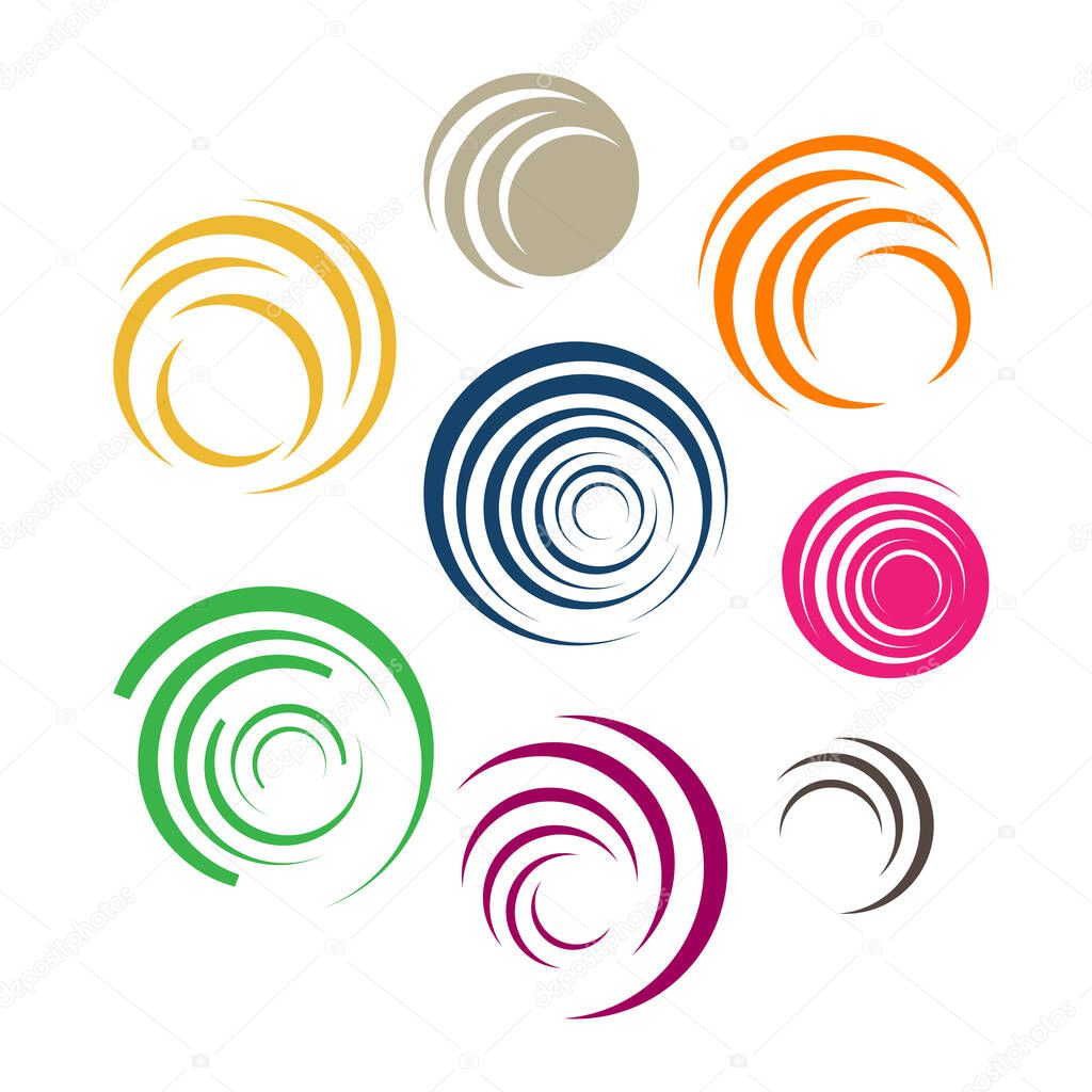 Set of colorful creative abstract circle logo design graphic element template