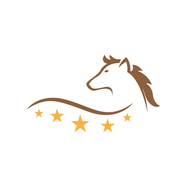 Cabeça Cavalo Logotipo Design Orgulho Beleza Com Estrelas Sinal Símbolo —  Vetores de Stock