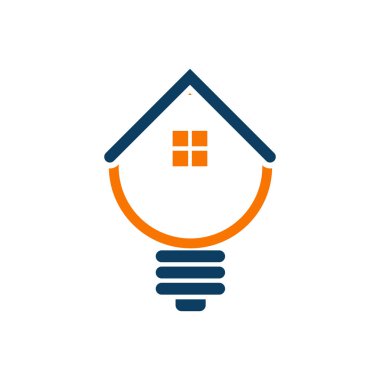 Evdeki ya da evdeki ampul logo vektör tasarımı illüstrasyonunu aydınlatıyor