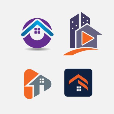 4 çeşit grafiksel element özelliği emlak emlak temsilcisi logo vektör çizimleri