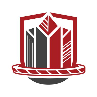 Güvenlik koruma şirketinin soyut kalkan ve bina logosu simgesi