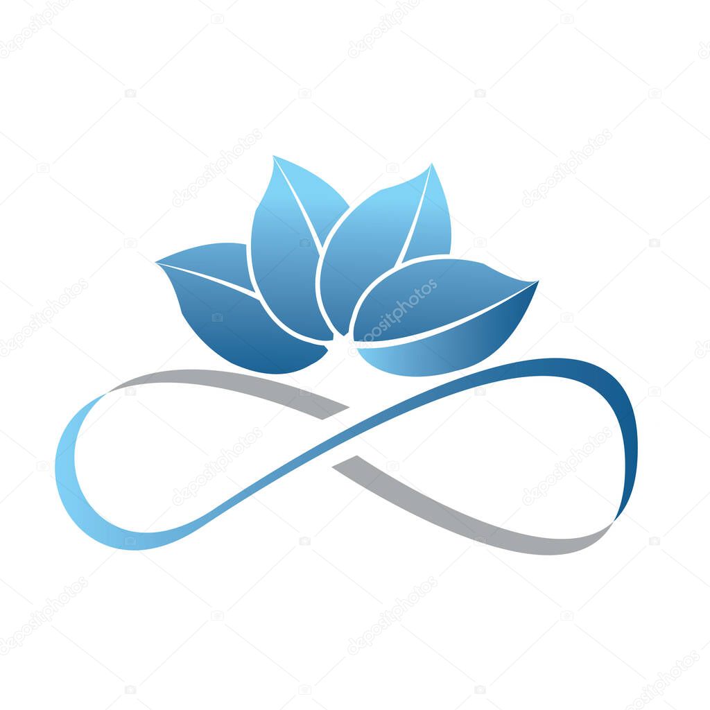 nature concept of infinity logo design in blue color shade vector illustrations eps.10
