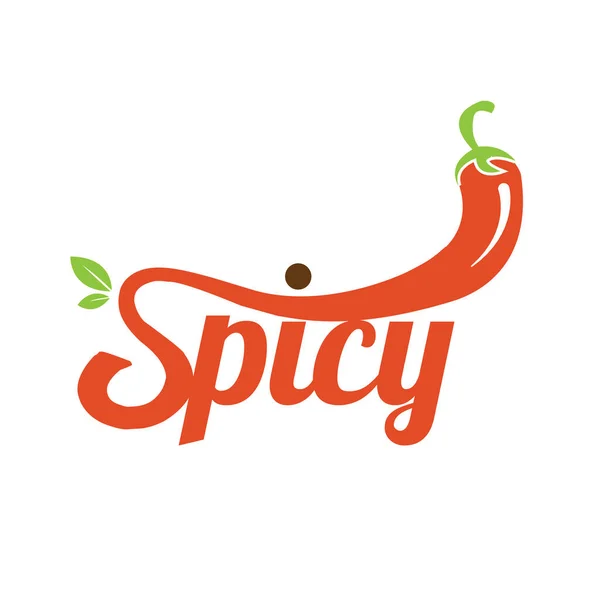 New Lettering Typography Chilli Design Hot Spicy Logo Vector Illustration — Stock Vector