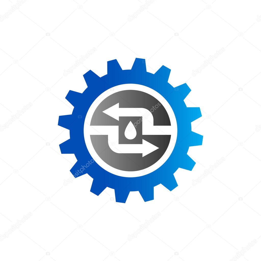 Simple arrow sign symbol for automotive engine oil change logo vector icon