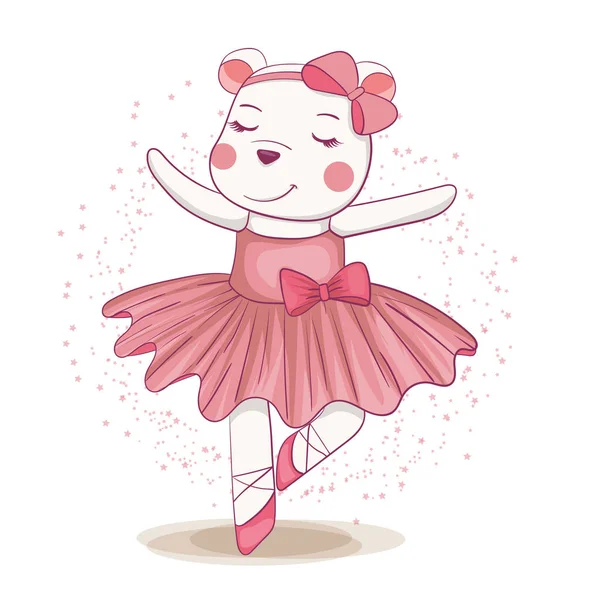 Vektor illusztráció medve aranyos balerina. — Stock Vector