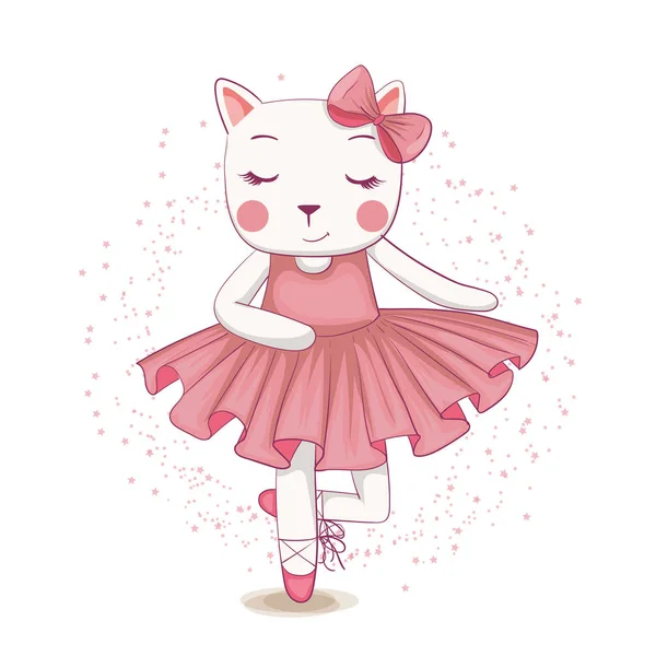 Ilustração vetorial de gato bonito bailarina . —  Vetores de Stock