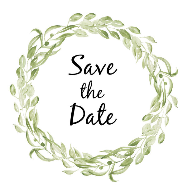 Акварель с зеленым листом
