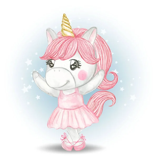 Mignonne Licorne Fille Ballerine — Image vectorielle