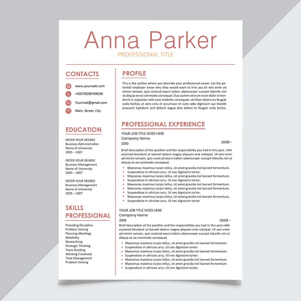 Creative Minimal Clean resume Template — Stock Vector