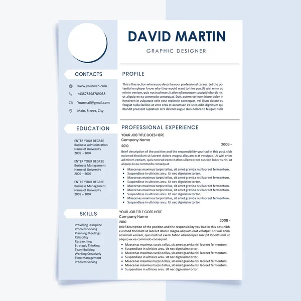 Creatieve en minimalistische persoonlijke vector CV sjabloon — Stockvector