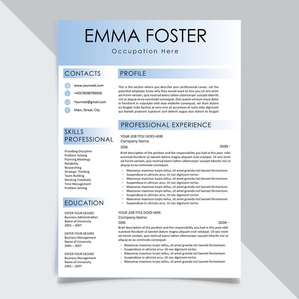 Creatief minimaal schoon CV — Stockvector