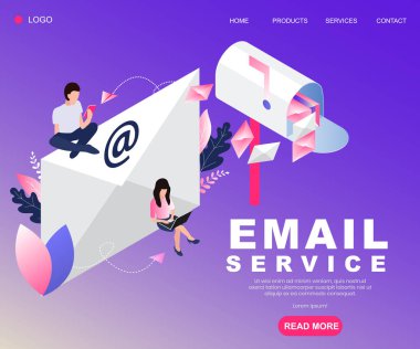 E posta hizmeti isometrik konsept tasarımı