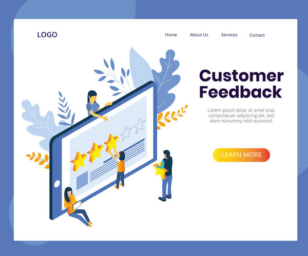 Отзывы клиентов, рейтинг, 5 звезд изометрические
