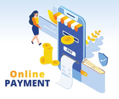 Online ödeme kavramı izometrik tasarım.