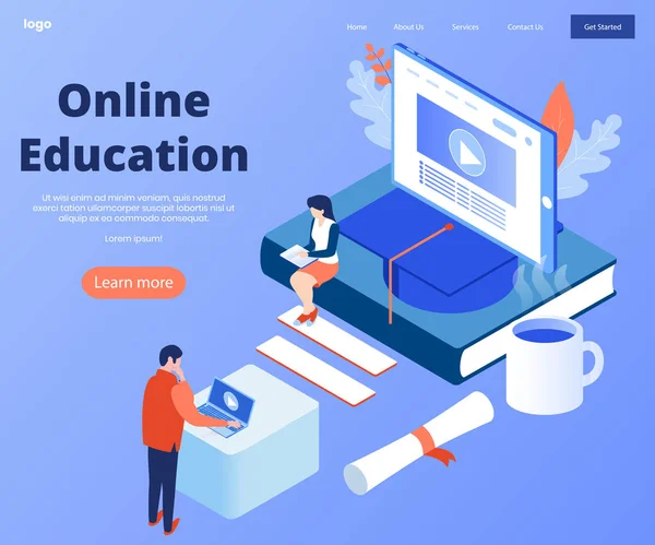 Conceito de Educação Online para banner e website . — Vetor de Stock