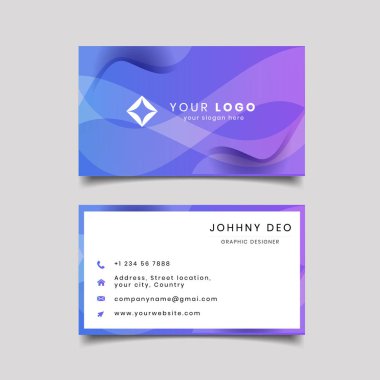 Şirket için iletişim kartı. İki taraflı degrade. Vektör çizimi.