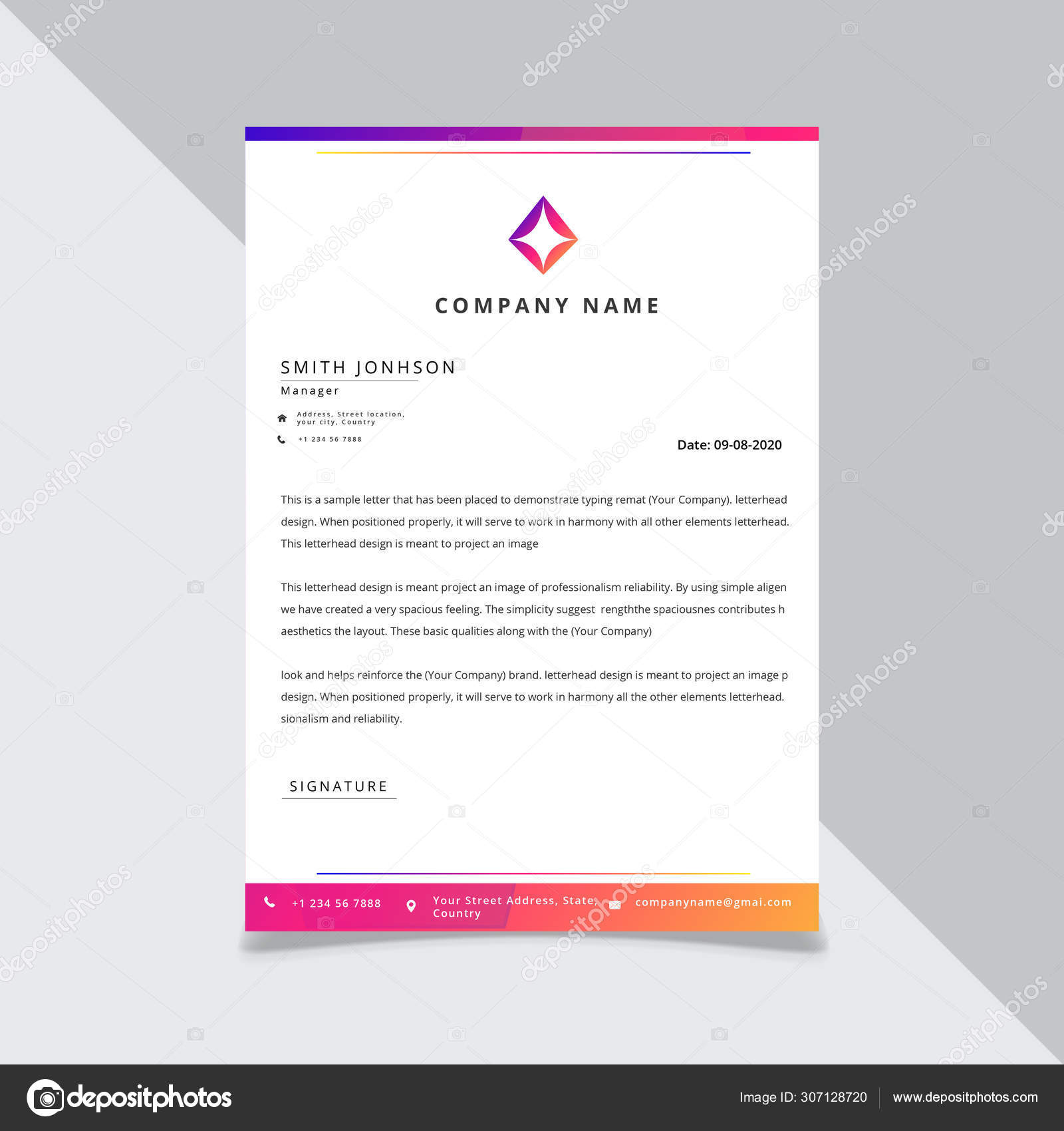 Gradient color Letterhead Design Template Stock Vector Image by ...